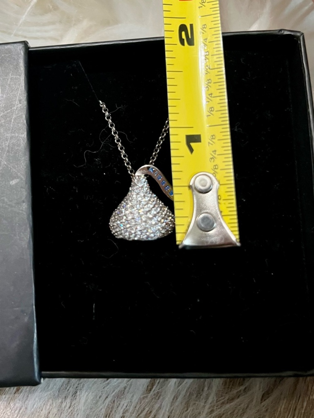 Silver Pavé Hershey Kiss Pendant Necklace - Picture 2 of 7